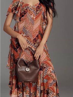 Anthropologie Love The Label Belinda Asymmetric Ruffle Dress Size M -NWT